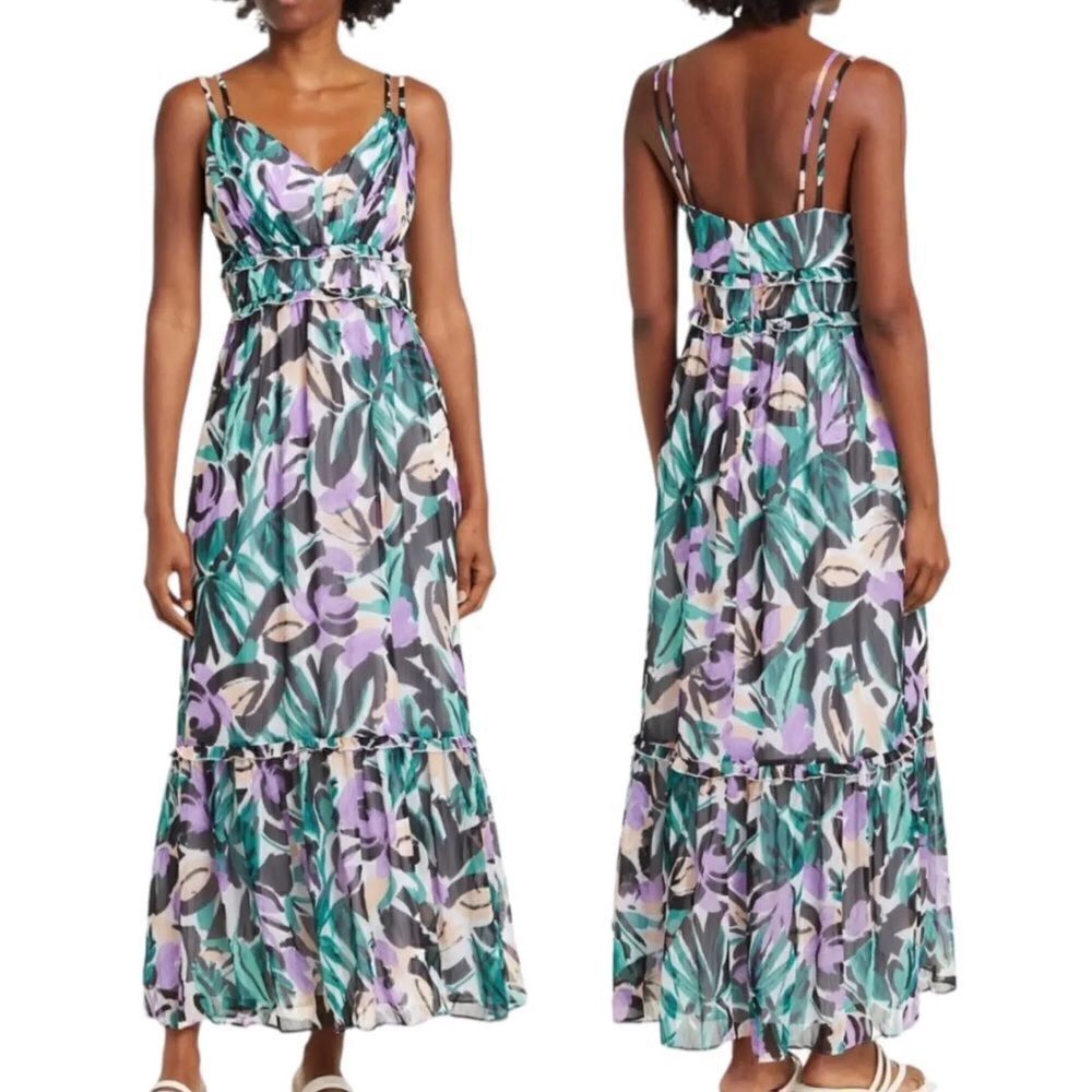 Donna Morgan Dress Women's 10 Tropical Floral Patterned Sleeveless Tank Maxi NWT